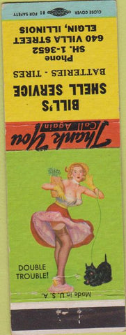 Matchbook Cover - Bill's Shell Oil gas Elgin IL pinup