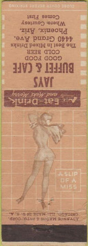 Matchbook Cover - Jay's Buffet Cafe Phoenix AZ pinup Advance