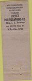 Matchbook Cover - Service Multigraphing Los Angeles CA
