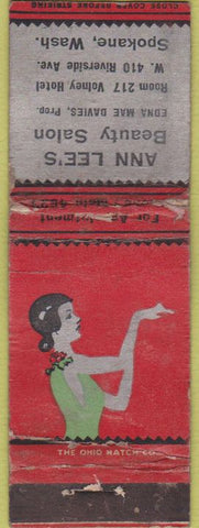 Matchbook Cover - Ann Lee's Beauty Salon Spokane WA deco girlie POOR