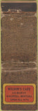 Matchbook Cover - Wilson's Cafe Kalispell MT Federal WORN