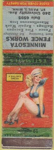 Matchbook Cover - Minnesota Fence Works St Paul MN pinup POOR