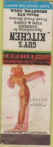 Matchbook Cover - Guy's Kitchen Brighton CO pinup WORN