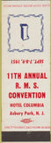 Matchbook Cover - RMS Convention Hotel Columbia Asbury Park NJ 1951 #1 WEAR