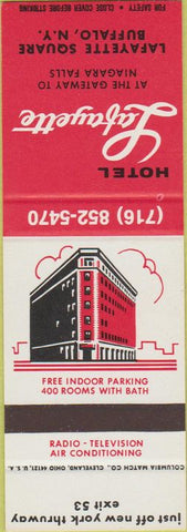 Matchbook Cover - Hotel Lafayette Buffalo NY SAMPLE