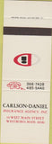 Matchbook Cover - Carlson Daniel Insurance Westboro MA SAMPLE