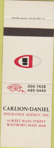 Matchbook Cover - Carlson Daniel Insurance Westboro MA SAMPLE