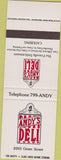 Matchbook Cover - Andy's Deli Columbia SC SAMPLE