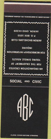 Matchbook Cover - Akron Bachelors Club Akron OH SAMPLE