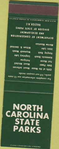 Matchbook Cover - North Carolina State Parks Raleigh NC SAMPLE