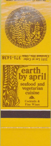 Matchbook Cover - Earth By April seafood vegetarian Cleveland Heights OH SAMPLE