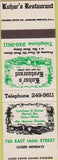 Matchbook Cover - Kuhar's Restaurant New York City SAMPLE