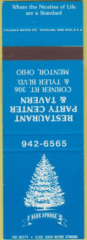 Matchbook Cover - Restaurant Party Center Tavern Mentor OH SAMPLE