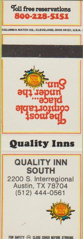 Matchbook Cover - Quality Inn Austin TX SAMPLE