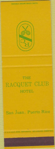 Matchbook Cover - Racquet Club Hotel San Juan Puerto Rico SAMPLE