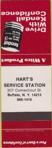 Matchbook Cover - Kendall Oil Gas Hart's Buffalo NY SAMPLE