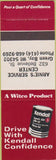 Matchbook Cover - Kendall Oil Gas Arnie's Green Bay WI SAMPLE
