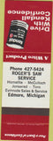 Matchbook Cover - Kendall Oil Gas Roger's Edmore MI SAMPLE