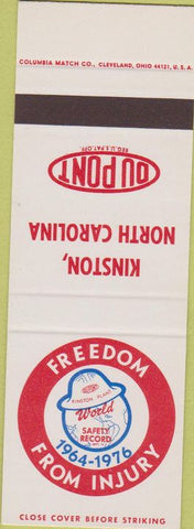 Matchbook Cover - DuPont Kinston NC Safety 1976 SAMPLE