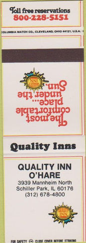 Matchbook Cover - Quality Inn O'Hare Schiller Park IL SAMPLE