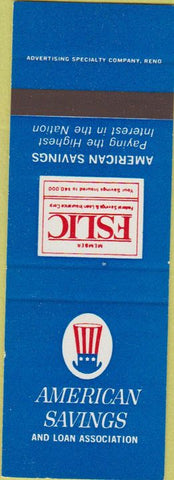 Matchbook Cover - American Savings Loan Carson City Las Vegas NV SAMPLE
