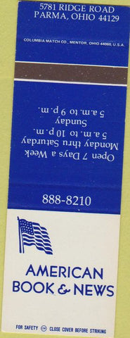 Matchbook Cover - American Book News Parma OH SAMPLE