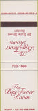 Matchbook Cover - The Bay Tower Room Boston MA SAMPLE