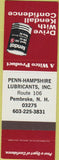 Matchbook Cover - Kendall Oil Gas Penn Hampshire Pembroke NH SAMPLE