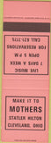 Matchbook Cover - Mothers Statler Hilton Cleveland OH SAMPLE