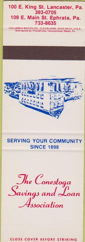 Matchbook Cover - Conestoga Savings Loan Lancaster Ephrata PA SAMPLE
