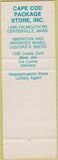 Matchbook Cover - Cape Cod Package Store Centerville MA SAMPLE liquor