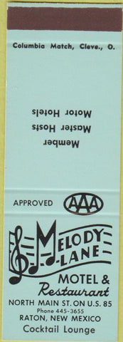 Matchbook Cover - Melody Lane Motel Raton NM SAMPLE