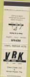 Matchbook Cover - Vinyl Repair Kits Clear Creek IN Winter Haven FL SAMPLE