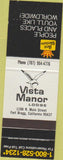 Matchbook Cover - Vista Manor Lodge Fort Bragg CA SAMPLE