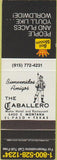 Matchbook Cover - The Caballero El Paso TX SAMPLE