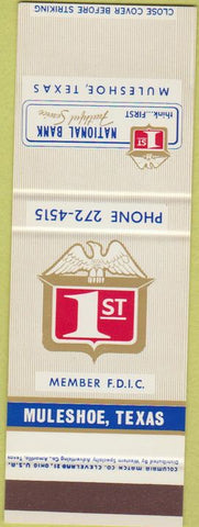 Matchbook Cover - 1st National Bank Muleshoe TX SAMPLE