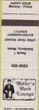 Matchbook Cover - Butler's Barn Lounge Salisbury MA SAMPLE