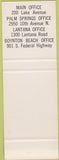 Matchbook Cover - First Federal Lake Worth FL SAMPLE Lantana Boynton Beach