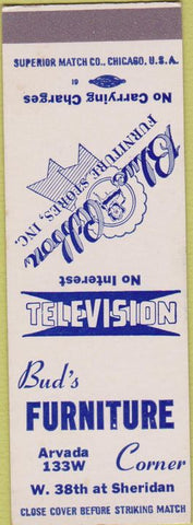 Matchbook Cover - Bud's Furniture Arvada CO SAMPLE