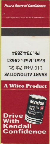 Matchbook Cover - Kendall Oil Gas Evart MI SAMPLE