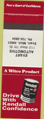 Matchbook Cover - Kendall Oil Gas Evart MI SAMPLE