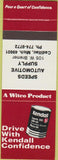 Matchbook Cover - Kendall Oil Gas Speeds Cadillac MI SAMPLE