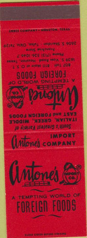 Matchbook Cover - Antone's Import Co Tulsa OK Houston TX SAMPLE