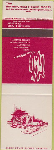 Matchbook Cover - Birmingham House Motel MI SAMPLE