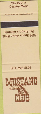 Matchbook Cover - Mustang Club country music San Diego CA SAMPLE