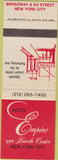 Matchbook Cover - Hotel Empire New York City SAMPLE