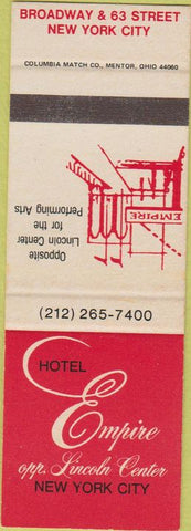 Matchbook Cover - Hotel Empire New York City SAMPLE