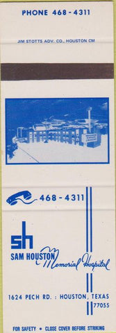 Matchbook Cover - Sam Houston Memorial Hospital Houston TX SAMPLE