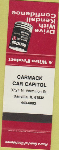 Matchbook Cover - Kendall Oil Gas Carmack Danville IL SAMPLE