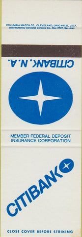 Matchbook Cover - Citibank Arecibo Caguas Ponce San Juan Puerto Rico SAMPLE